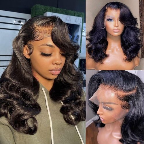 Lemoda Full 13x6 Body Wave Lace Frontal Human Hair Wigs 250% Density Long/Short Bob Wigs 12A HD Transparent 13x6 Full Lace Frontal Wig For Women Pre Plucked Natural Hairline 16Inch