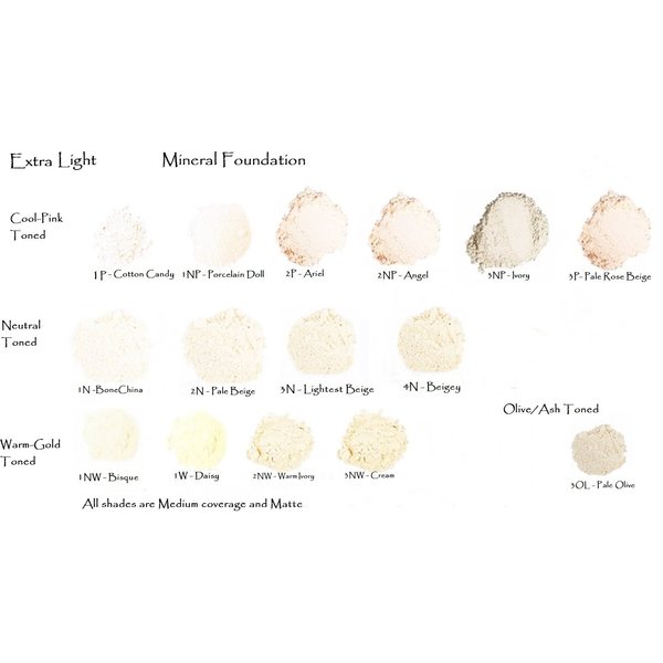 Mineral Foundation Lightest Shades - Porcelain Through Ivory (6 Shade Sampler Pack 2-3 Warm)