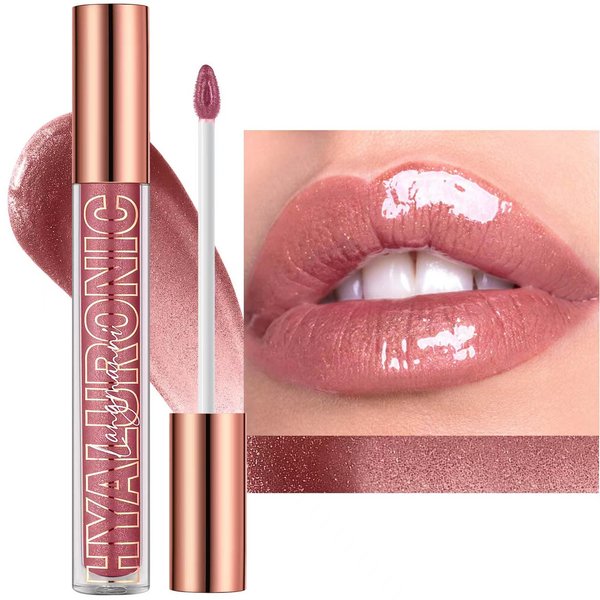 Maxzitank Nude Brown Lip Gloss Lip Plumper Gloss Tinted Glitter Lipgloss Teens Moisturizing High Shine And Vegan Plumping Lip Gloss For Women Girls Long-Lasting Dry Lip Care (02# Nude Brown)