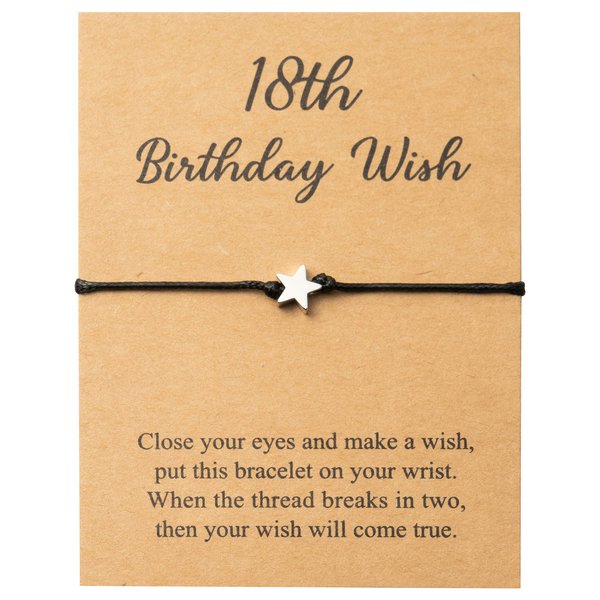 WATINC 18th Birthday Wish Bracelet for Girls, Adjustable Star Shape Bracelet for Valentine’s Birthday Gift, Make A Wish Bracelet for Couple Friendship, Women Teen Girl Jewelry Fashion Charm Bracelet