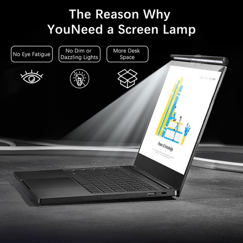Laptop Monitor Lamp, LED Screen Light Bar, Adjustable Brightness & Color Temperature, Eye-Care Tablet Lamp for Keyboard, No Screen Glare, Space Saving, USB Powered, for Home& Office