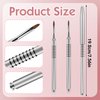 2 Pack 3D Nail Art Brush for Acrylic Powder, Kolinsky Acrylic Nail Brushes Set, Nail Lining Brush Nail Salon Painting Brush Pen with Non-Slip Handle, Silver Metal Nail Art Pen (Size #2#4)