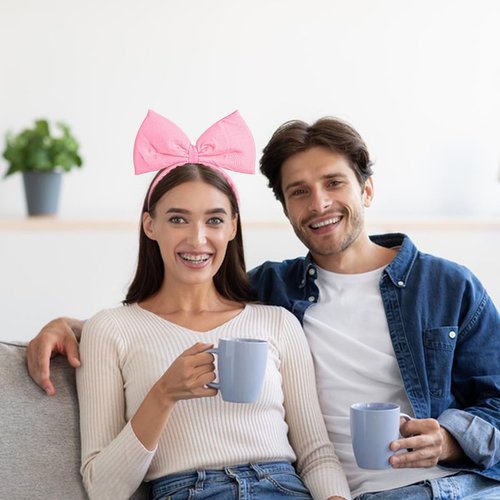 Valentine's Day Headbands Pink Bow Headband Headdress for Women and Girls, Fashion Cute Hairband Big Bowknot Hair Hoop Perfect Hair Accessories for Holiday Party Supplies Gift 1Pcs