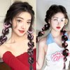 auwiyd 2 PCS Synthetic Braided Ponytails Hair Extensions Pink and Black Braid Wig with Elastic Hair Band Hairpieces for Women Girls DIY Natural Black Soft Synthetic Double Ponytail