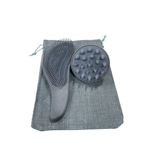 Eco-Friendly Detangler Brush w/Scalp Massager| Anit-Knot for Smooth & Frizz-Free Hair| Wet & Dry Scalp Exfoliator w/Soft Silicone Bristles| Dandruff Removal & Hair Growth (Blue)