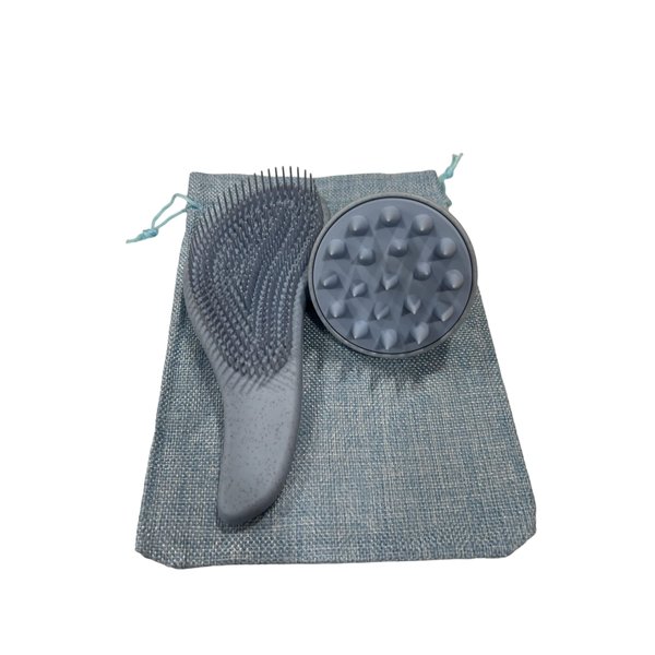 Eco-Friendly Detangler Brush w/Scalp Massager| Anit-Knot for Smooth & Frizz-Free Hair| Wet & Dry Scalp Exfoliator w/Soft Silicone Bristles| Dandruff Removal & Hair Growth (Blue)