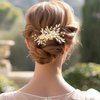 Kisshine Flower Bride Wedding Hair Comb Gold Rhinestone Headpiece Bridal Crystal Leaf Hair Accessories for Women and Girls