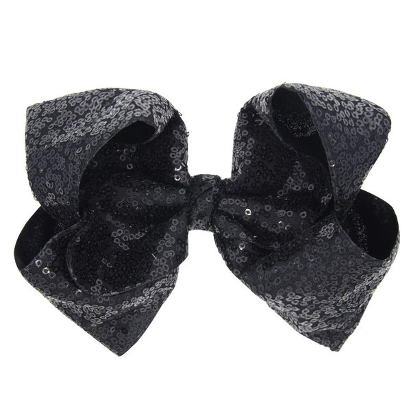 Love Fairy Girl's 8'' Fashion Big Bow Hairpin Sequins Hair Clip for Daily Life Travel Party Festivals (Black)