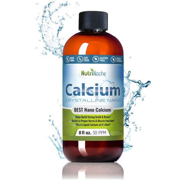 NutriNoche Liquid Calcium Supplement - 99.99% Ultra Pure Crystalline Nano Calcium for Women, Men & Children - Calcium Citrate Alternative - Absorbed at a Cellular Level Sublingually - 30 ppm
