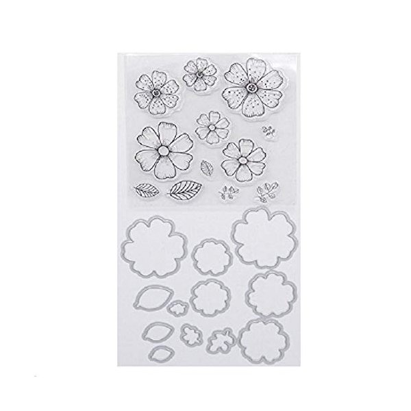 Welcome to Joyful Home Flower Metal Cutting Dies Stamp Stencils DIY Scrapbooking Photo Album Decor Cards (Clear Stamp+Dies Cutting)
