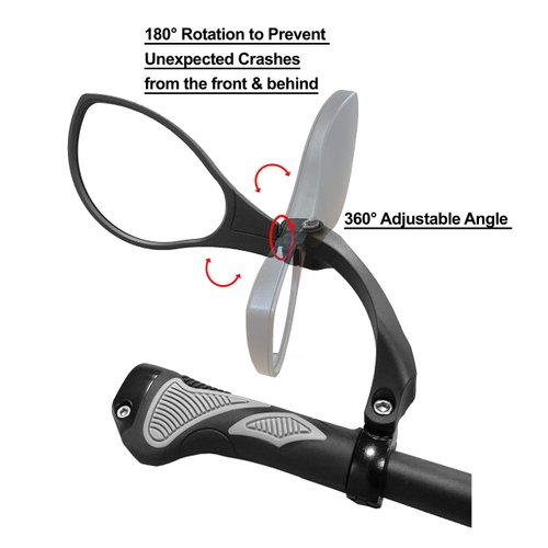 Hafny New Handlebar Bike Mirror, HD Blast-Resistant, Safe Crystal Clear Glass Mirror, Adjustable Rotatable Bike Mirror, Rearview Mirror, Bicycle Mirror, HF-M902LS-FR01