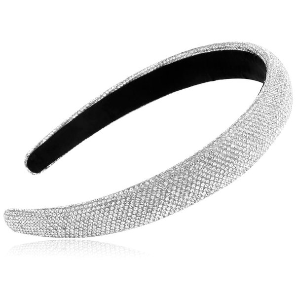 FASOTY Rhinestone Headband Women Girls Fashion Handmade Headband Silver Crystal Diamond Bling Headbands Sparkly Glitter Beaded Jeweled Hairband Hair Accessories