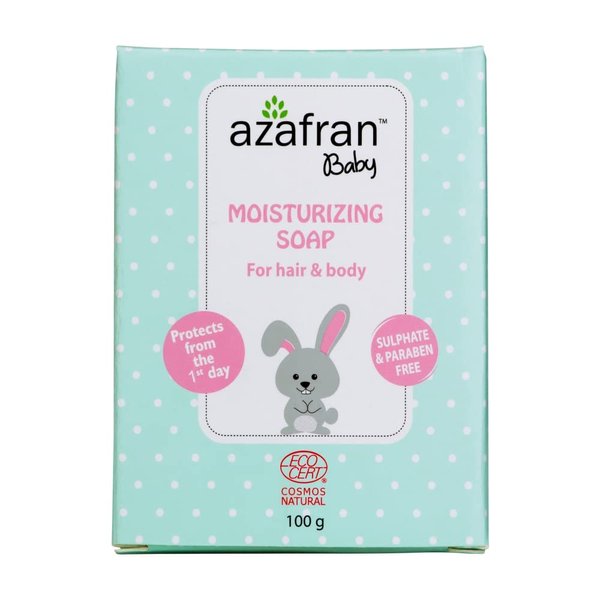 Azafran Organics Baby Soap Bar, 3.52 Ounce Mild Bar, Made with Natural Olive and Oil Coconut Oil, Moisturizing Baby's Sensitive Skin-Hair, Contain No Synthetic Chemicals