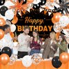 62pcs Orange Birthday Decorations Orange Black Happy Birthday Banner Balloons Arch Kit Star Foil Balloons Orange Birthday Backdrop Tablecloth Halloween Birthday Party Decoration Supplies for Women Men