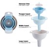 NZKNP 4 in 1 Kitchen Funnel Set - BPA-Free, 3 Sizes, Detachable Strainer, Easy to Clean & Store