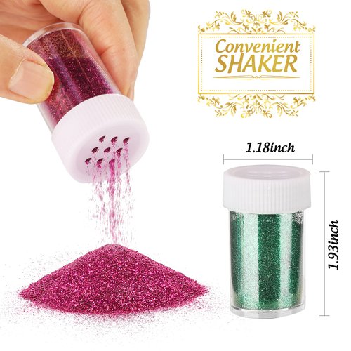 LEOBRO Glitter, 18 Pack Fine Glitter, Craft Glitter Powder Shake Jar, Multi Assorted Set Extra Fine Glitter for Resin Art Crafts Tumbler Scrapbook Jewelry Making, Body Face Hair Glitter, 15g/ Bottle,