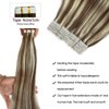Munx Hair Extensions Tape in Human Hair Ash Brown with Platinum Blonde Seamless Double Sided Invisible Tape Ins for Black Women Human Hair 20 Inch 20pcs 50g/Pack