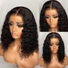 Wigs Human Hair Pre Plucked Lace Front Wigs for Black Women 180% Density Deep Curly Bob Wig Human Hair (4X4 Natural Black Color, 10 Inch)