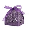 KPOSIYA Pack of 100 Laser Cut Rose Candy Boxes, Favor Boxes 2.5"x 2.5"x 3.1", Gift Boxes Bridal Shower Anniverary Birthday Party Wedding Favor (100,Purple)