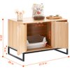 Happybuy Cat Litter Box Enclosure, Hidden Litter Box Furniture, Wooden Cat Washroom Indoor with 2 Doors & Study Metal Legs,Cat House Cabinet Hidden Fit Most of Litter Box,31.5"L x 20"W x 22"H, Natural