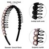 Hoteam 6 Pieces Crystal Headbands for Women Hair Comb Headbands with Rhinestones Hair Band for Women, Beaded Headbands Crystal Comb Hairband, Non-slip Hair Band Hair Accessories (Chic Flower Style)