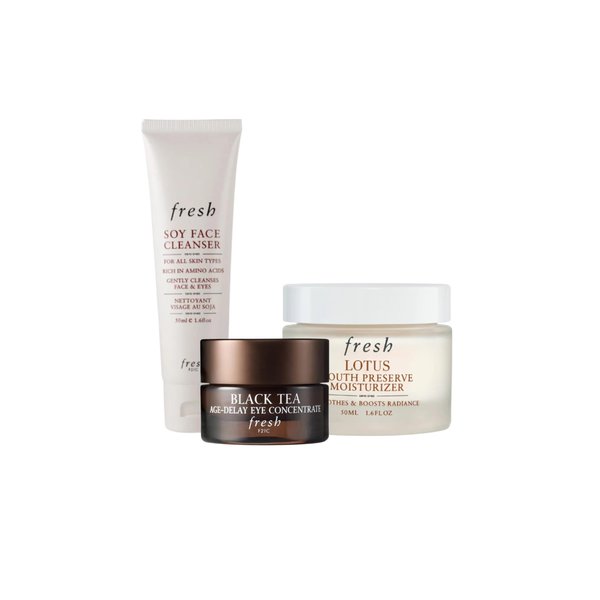 Fresh Youth Preserve Lotus Cream, Black Tea Eye Concentrate, and Soy Face Cleanser Gift Set, 0.53 Ounce (Pack of 3)