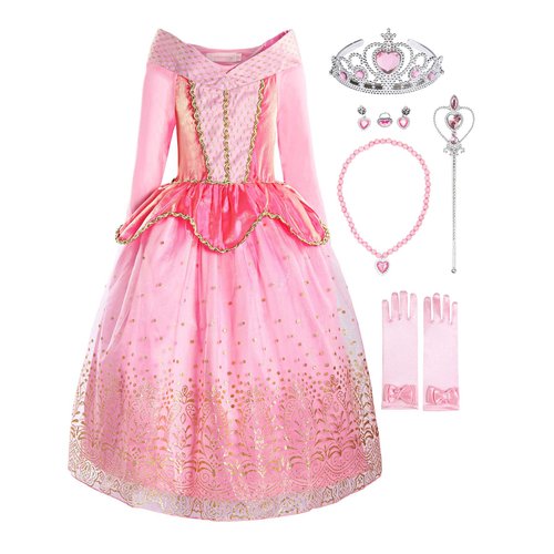ReliBeauty Little Girls Princess Dress up Costume with Accessories, 4T (110), Pink