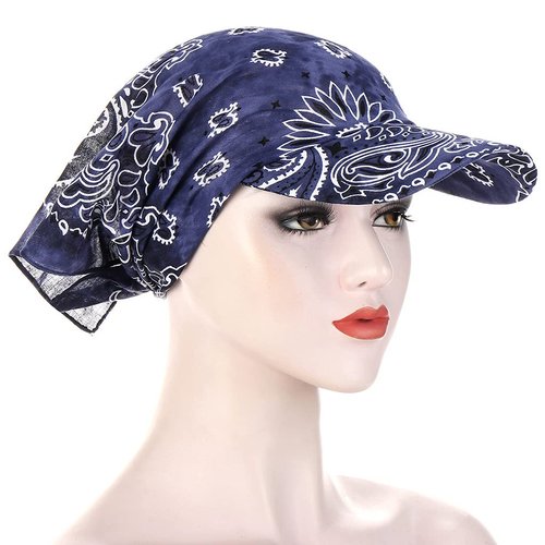 Tie Dye Bandana Head Scarves for Women Turban Head Wraps Tied Headbands Boho Scarf Anti-UV Sun Visor Hat (Set 1 - Navy,Grey, Brown)