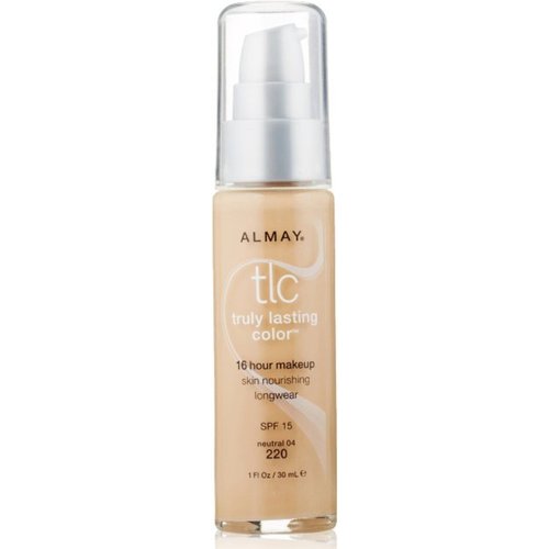 Almay Liquid Foundation, Truly Lasting Color, Long Wearing Natural Finish, Vitamin E and Lemon Extract, Hypoallergenic, Cruelty Free, Dermatologist Tested, 220 Neutral, 1 oz