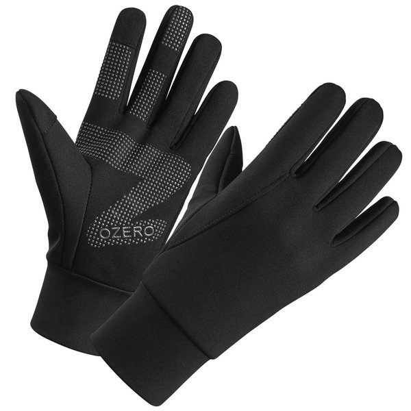 OZERO Winter Gloves Men: Touch Screen Waterproof Cold Weather Glove with Non-Slip Silicone Gel - Warm Windproof for Driving Cycling Running Texting - All-Black (Medium)