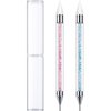 2 Pieces Rhinestone Picker Dotting Pen, Dual-ended Rhinestone Gems Crystals Studs Picker Wax Pencil Pen Crystal Beads Handle Manicure Nail Art DIY Decoration Tool (Light Blue Pink)