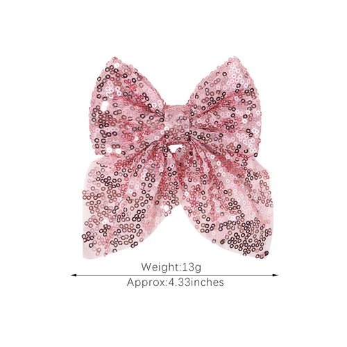 Koolgil Girl's Lovely Fashion Sequins Big Bowknot Hair Clips for Travel Party Festivals Photography (Champagne)