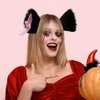 PurYupearl 2Pcs Cute Pink and Black Cat Ears Hair Clips Pins Hairpin Anime Lolita Cosplay Headwear Neko Cat Ears Headpiece Halloween Hair Accessories Headbands Hats and Caps