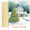 Masterpiece Studios Holiday Classic Collection 16-Count Boxed Christmas Cards with Foil-Lined Envelopes, 7.8" x 5.6", Winter Cottage (915500)