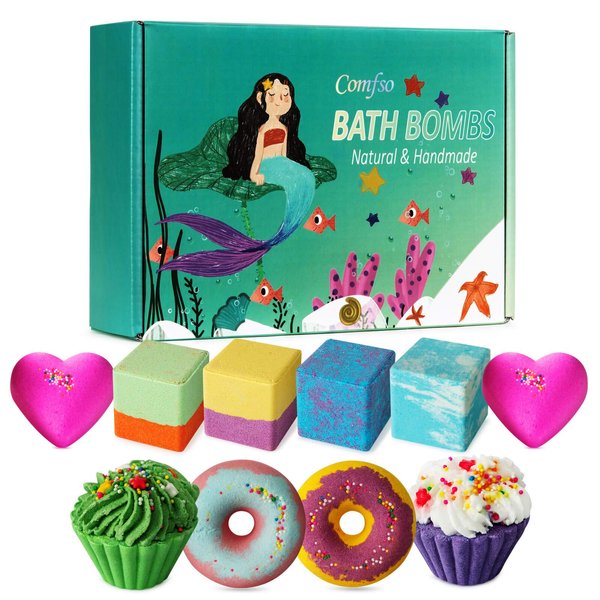 10 Bath Bombs for Kids, Easter Gifts, Bath Bomb Gift Set, Natural Bubble Bathbombs, Shea Butter Dry Skin Moisturize, Fizzy Spa Bath for Her Mom Women Kid Girls, Birthday Mothers