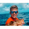 Optic Nerve Kingfish Sunglasses, Polarized Active for Men/Women/Kids, Matte Black Frame, Brown/Blue Lens