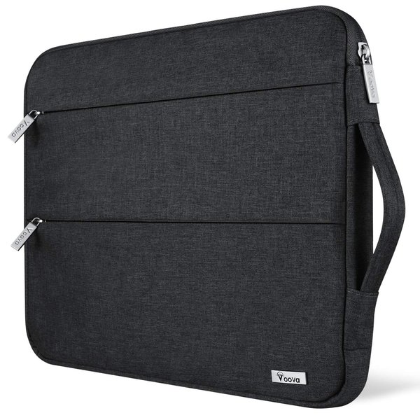 Voova 13 13.6 Inch Laptop Sleeve Case Compatible with MacBook Air/MacBook Pro 13 M2/M1,13.5 Surface Laptop 5/4, Surface Pro X / 9/8, iPad Pro 12.9, Waterproof Computer Bag Cover with Handle, Black