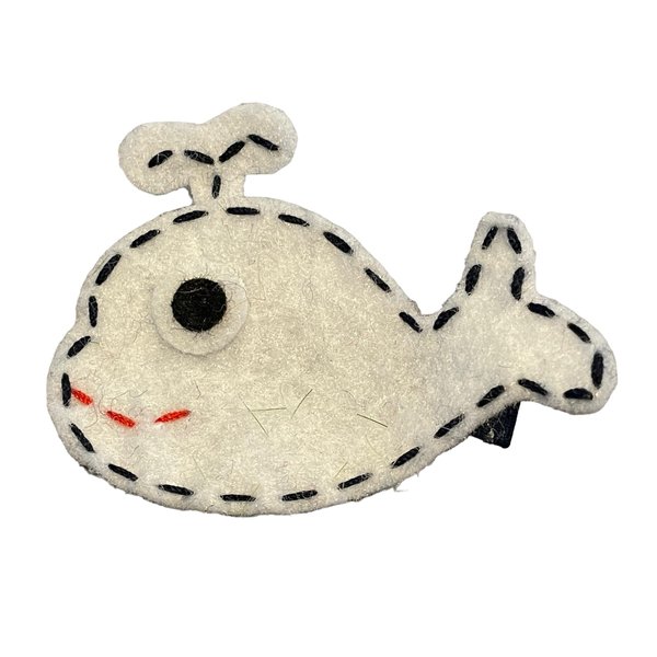 Whale Hair Clip, Felt Hair Clip, Girls Hair Accessories, Nautical, Ocean, Summer, Beach (white whale)
