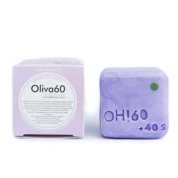 Shampoo Bar Sage Lavender | Hair Care - Made with Olive, Argan & Macadamia Oil | Sulfate & Paraben Free | Natural Hair Care | 3.5 oz | Hydrating & Strengthening | OLIVA 60