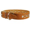 Genuine Leather Studded Dog Collar 22"x1.4" Tan Fits 14.5"-18" Neck