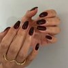 KQueenest Gel Press on Nails Short Medium Coffin, Solid Color Fake Nails Nails Press ons, Short Ballerina Glue on Nails With Glazed Finish, Wine Red Acrylic Nails False Nails For Finger, Burgundy