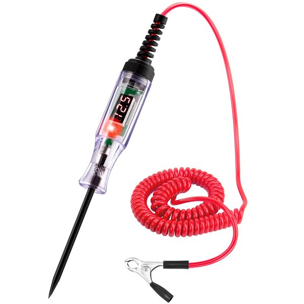 WINAMOO Test Light Automotive 5-90V Digital LED Circuit Tester with Voltage Display, Auto Bidirectional Voltage Tester, Electric Test Pen with Extended Spring Wire & Probe for Car RV Fuse Checker