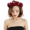Woeoe Halloween Skull Headband Day of the Dead Costume Flower Crown Red Rose Floral Spider Headpiece Accessory for Women and Girls