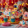 40 Pcs Circus Cupcake Toppers - Carnival Party Decorations and Circus Party Cupcake Toppers - Perfect for Circus Birthday Cupcake Toppers, Carnival Baby Shower,and Circus Cake Decor