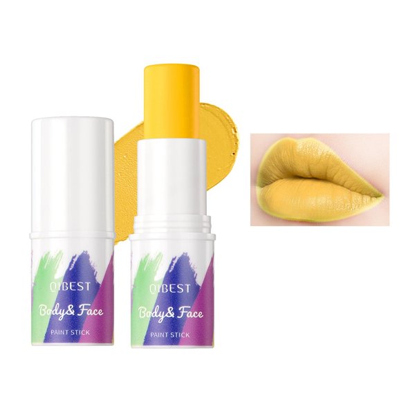 DLZZRS Yellow Matte Lipstick, Long Lasting High Pigmented Non-stick Waterproof Colored Lipstick, Multi-use Lipstick, Sports Eyes Stick & Body Face Painting Stick Makeup For Women Halloween Party(02#)