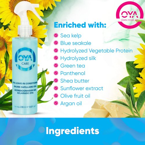 OYA Leave In Hair Conditioner - 236 ml - For Natural, Color Treated, Frizzy, and Curly Hair - Detangle, De-Frizz, and Hydrate - Leave-In Conditioner Safe for all Hair Types - Sulfate and Paraben Free