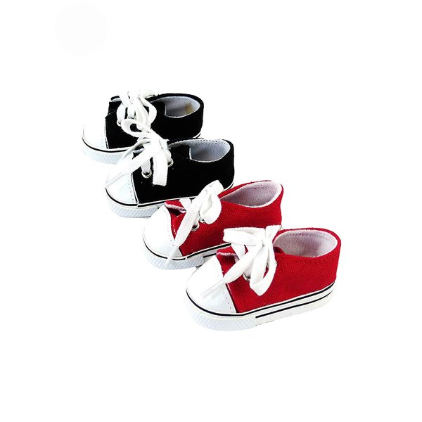 American Fashion World Red and Black Sneakers for 18-Inch Dolls | 2 Pack | Premium Quality & Trendy Design | Dolls Shoes | Shoe Fashion for Dolls for Popular Brands