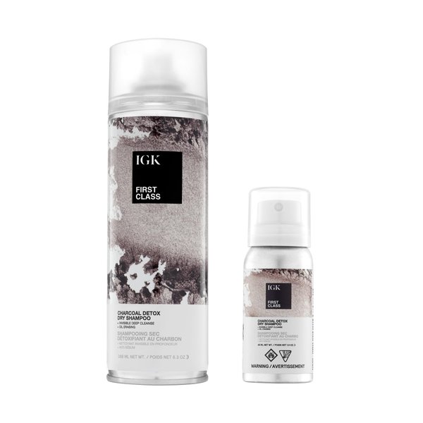 IGK FIRST CLASS Charcoal Detox Dry Shampoo Travel Bundle | Volume + Soothes Scalp + Balance Oil | Vegan + Cruelty Free | (6.3 Oz + 2 Oz)