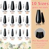 EternalClassic 120pcs Press on Nails Long Coffin, Black Fake Nails Long Ballerina Acrylic Nails Press on Coffin Tips Artificial False Nails with Adhesive Tabs for Women Girls