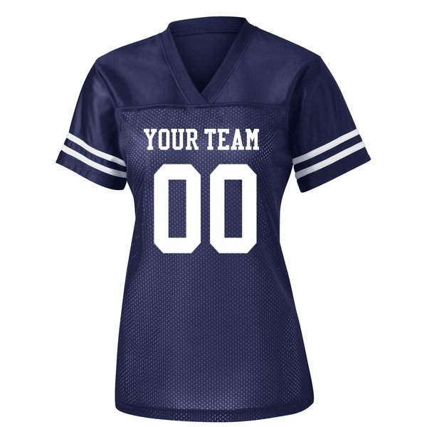 Womens Custom Football Replica Team Jersey (Small, Navy)